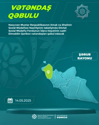 Dövlət Sosial Müdafiə Fondunun (DSMF) İdarə Heyətinin sədri Elməddin Qəribov Şərur rayonunda vətəndaşları qəbul edəcək